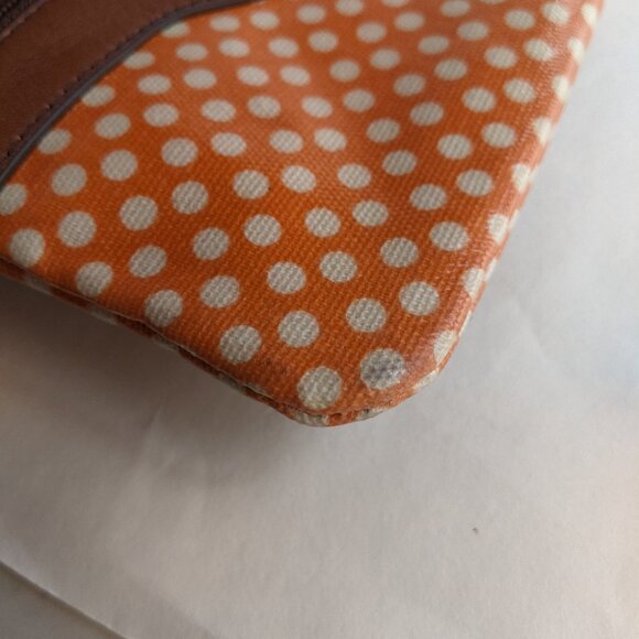 Fossil Polka Dot Wristlet Orange Key-per Wallet - Picture 9 of 10